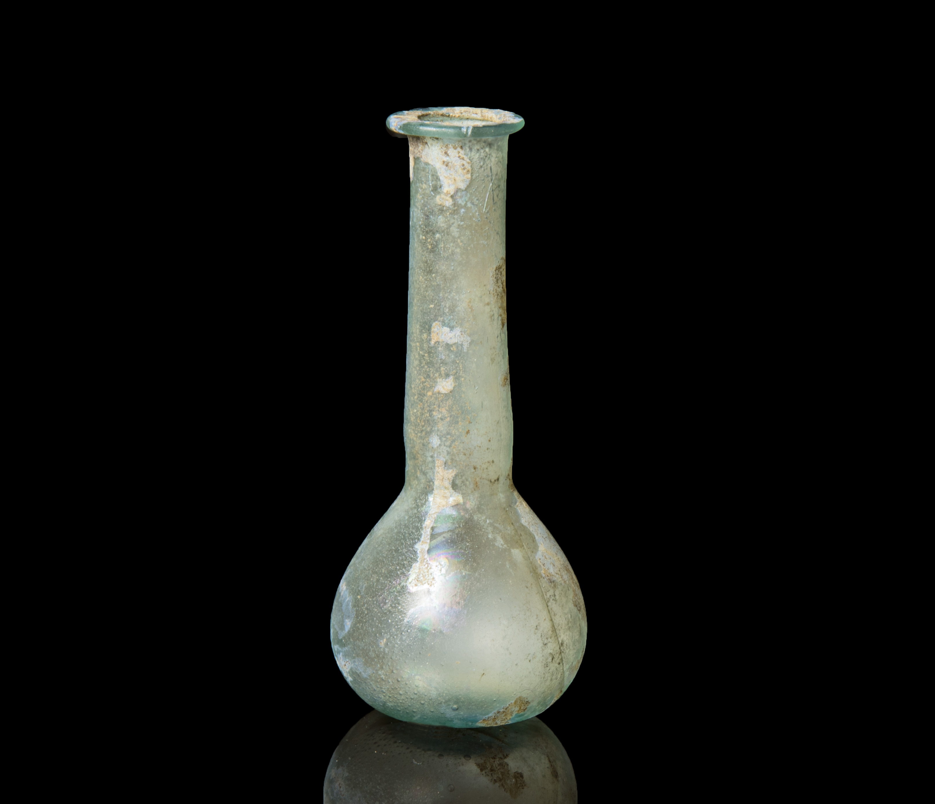 Ancient Roman Glass Unguents Bottle with Iridescence